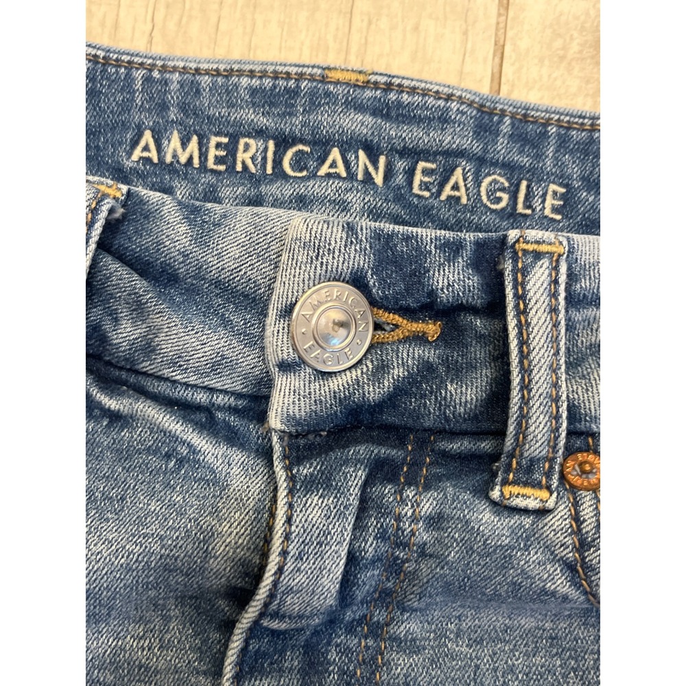 American Eagle Curvy Hi-Rise Mini Denim‎ Skirt Distressed Blue Size 0